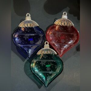 Towle Blue, Red, and Green Holiday Ornaments